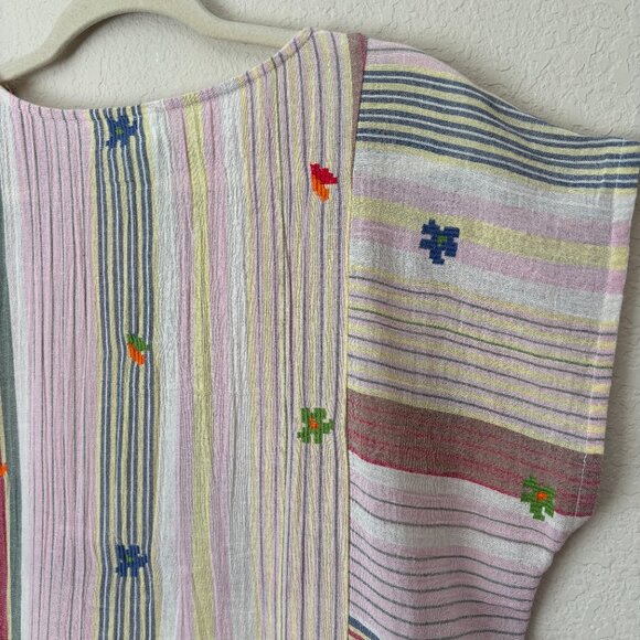 Ivy Jane Embroidered Cotton Mixed Stripe Boxy Boho Blouse Top - Picture 13 of 13